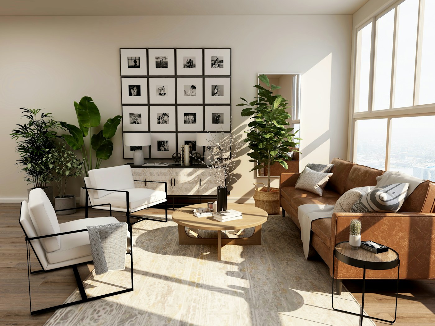 Quiet bedroom with a compact air purifier near open floor space
