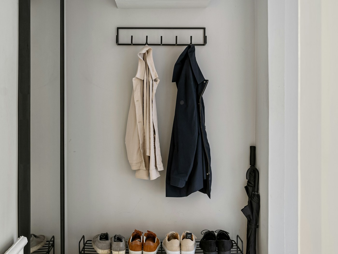 Dog entering a mudroom with durable indoor and outdoor mats
